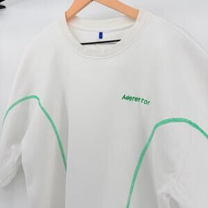 Ader Error White Green Contrast Overlock Stitch Logo Sweatshirt Size A2 Korean